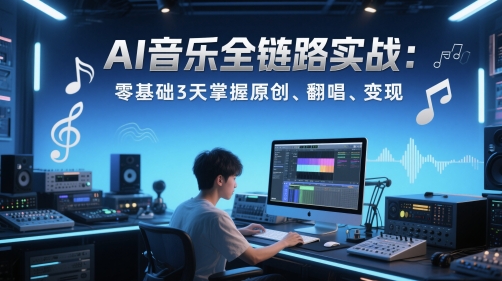 AI音乐全链路实战变现课：零基础3天掌握原创、翻唱、变现-稀缺资源库