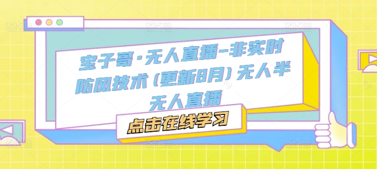 宝子哥·无人直播-非实时防风技术(更新25年5月)无人半无人直播-稀缺资源库