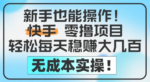 新手也能操作，快手零撸挣米，轻松每天挣2-5张，完全无成本-稀缺资源库