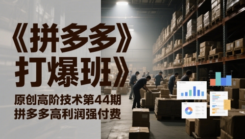 《拼多多打爆班》原创高阶技术第44期，拼多多高利润强付费-稀缺资源库