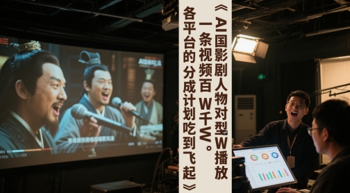 AI三国影视剧人物对口型唱歌玩法，一条视频百W千W播放，各平台的分成计划吃到飞起-稀缺资源库