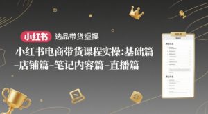 小红书电商带货课程实操：基础篇-选品篇-店铺篇-笔记内容篇-直播篇-稀缺资源库