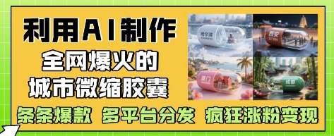利用AI制作全网爆火的城市微缩胶囊，条条爆款， 多平台分发，疯狂涨粉变现-稀缺资源库