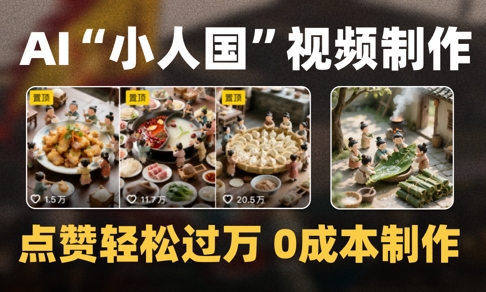 爆款1000W+播放微缩景观迷你小人国AI视频0成本制作全流程教学-稀缺资源库
