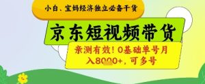 小白宝妈经济独立必备干货,京东短视频带货,亲测有效!0基础单号月入8k+,可多号【揭秘】-稀缺资源库