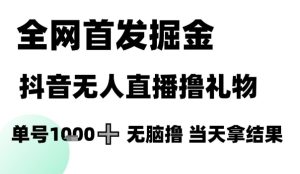 全网首发掘金抖音无人直播撸礼物，单号1k +无脑撸，当天拿结果【揭秘】-稀缺资源库