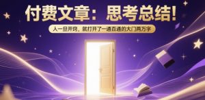 付费文章:思考总结!人一旦开窍,就打开了那扇一通百通的大门两万字-稀缺资源库