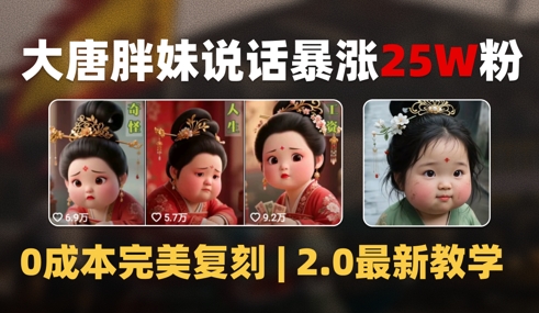AI大唐胖贵妃说话2.0，40条视频暴涨40w粉，附独家变现攻略-稀缺资源库