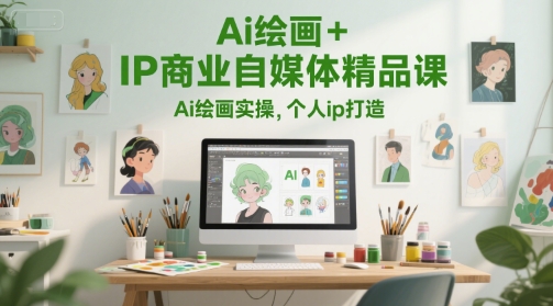 Ai绘画+IP商业自媒体精品课，Ai绘画实操，个人ip打造-稀缺资源库
