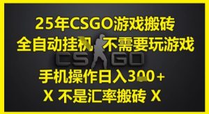 25年CSGO游戏搬砖，全自动运行，不需要玩游戏，手机操作日入3张(不是汇率搬砖)【揭秘】-稀缺资源库