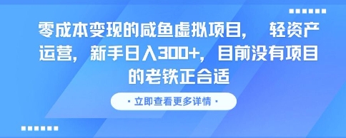 零成本变现的咸鱼虚拟项目， 轻资产运营，新手日入3张+，目前没有项目的老铁正合适-稀缺资源库