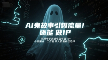 AI鬼故事引爆流量，还能做IP，视频号多渠道收益单日1k+，小白副业、工作室放大的最佳选择-稀缺资源库