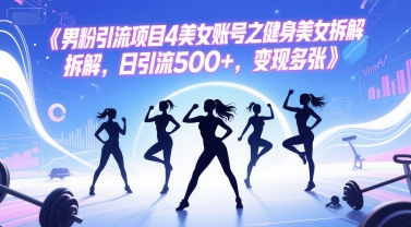 男粉引流项目4美女账号之健身美女拆解，日引流500+，变现多张-稀缺资源库