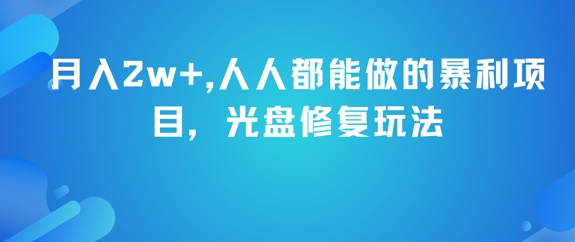 月入2w+，人人都能做的暴利项目，光盘修复玩法-稀缺资源库