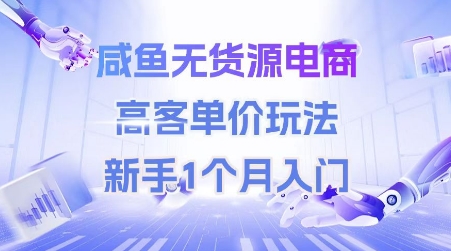 咸鱼无货源电商，高客单价玩法，新手1个月入门-稀缺资源库