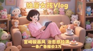 单个账号涨粉71W！用AI制作独居女孩Vlog，宫崎骏画风，治愈感拉满，一条广告报价3W-稀缺资源库