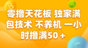 零撸天花板，独家满包技术，不用养机，一小时撸满50+，收益稳定【揭秘】-稀缺资源库