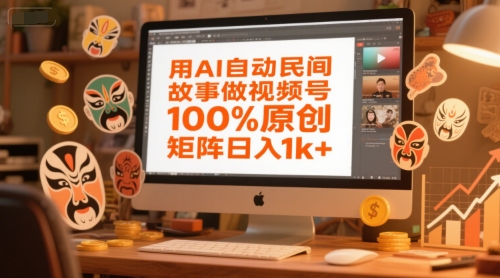 用AI自动民间故事做视频号，100%原创，矩阵日入1k+-稀缺资源库