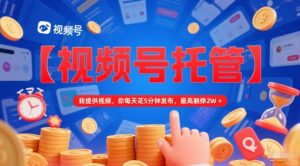 【视频号托管 】我提供视频，你每天花5分钟发布，最高躺挣2W+【揭秘】-稀缺资源库