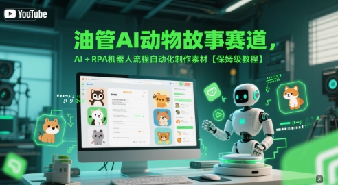 油管AI动物故事赛道，AI+RPA机器人流程自动化制作素材【保姆级教程】-稀缺资源库