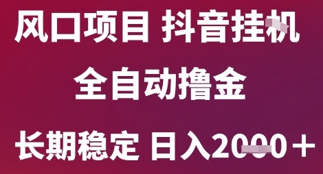 风口项目，六月最新玩法抖音无人挂G，全自动撸金，长期稳定 日入2k+【揭秘】-稀缺资源库