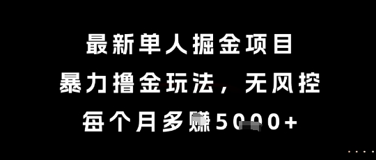 最新单人掘金项目，暴力撸金玩法，无风控，每个月多挣5k+【揭秘】-稀缺资源库