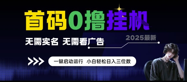 首码0撸挂G项目，无需实名无需看广告 一键启动运行，小白轻松日入三位数【揭秘】-稀缺资源库