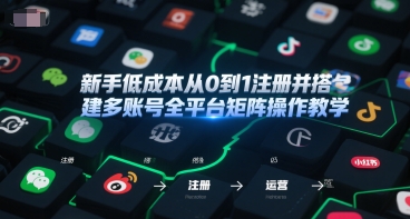 新手低成本从0到1注册并搭建多账号全平台矩阵操作教学，手机号-邮箱-IP-工具-稀缺资源库