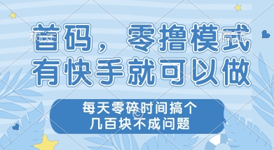 首码零撸项目，有快手就可以做，每天业务时间搞个几张不是问题【揭秘】-稀缺资源库