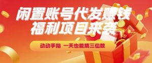 福利项目来袭，闲置账号代发挣钱，动动手指，一天也能搞三位数【揭秘】-稀缺资源库
