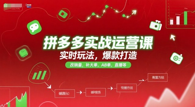 拼多多实战运营课，实时玩法，爆款打造，改销量，补大单，AB单，直播等（更新2025月）-稀缺资源库