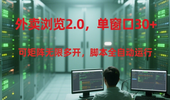 外卖浏览2.0，单窗口30+可矩阵无限多开，脚本全自动运行【揭秘】-稀缺资源库