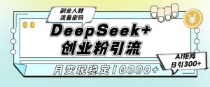 DeepSeek+创业粉精准引流,全新分享课4.0玩法,AI矩阵日引300+,多种变现方式,稳定月入1W-稀缺资源库