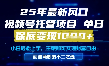 25年最新风口，视频号托管项目，单日保底变现1k+，手把手教学【揭秘】-稀缺资源库