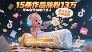 用AI制作幼崽代言人，宝宝的控诉火爆全网，15条作品涨粉13W，单号月入5位数实操教程-稀缺资源库