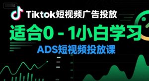 Tiktok短视频广告投放,适合0-1小白学习ADS短视频投放课-稀缺资源库