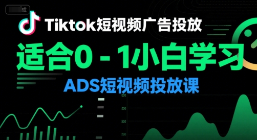 Tiktok短视频广告投放，适合0-1小白学习ADS短视频投放课-稀缺资源库