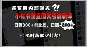 首富圈内部曝光小红书垂直图文引流新课，日吸300+创业粉，日入8张+，限时获取防封禁-稀缺资源库