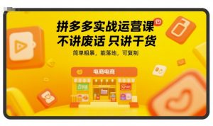 拼多多实战运营课，不讲废话只讲干货，简单粗暴，能落地，可复制-稀缺资源库