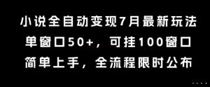 小说全自动变现7月玩法,单窗口50+,可挂100窗口,简单上手,全流程限时公布【揭秘】-稀缺资源库