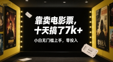 靠卖电影票，十天搞了7k+，小白无门槛上手，零投入【揭秘】-稀缺资源库