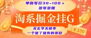 淘系掘金挂G项目,单账号日收益30~100+,多号多得,一个做了就有的项目【揭秘】-稀缺资源库