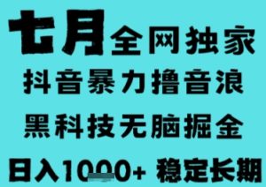 7月最新风口抖音无人直播撸音浪，长期稳定，非短期，全自动运行，低门槛无脑，日入1k+【揭秘】-稀缺资源库