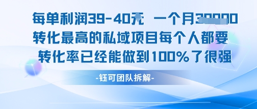 每单利润40一个月7k+转化最高的私域项目，每个人都要的产品转化率已经能做到100%-稀缺资源库