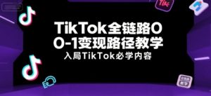 TikTok全链路0-1变现路径教学,入局TikTok必学内容-稀缺资源库