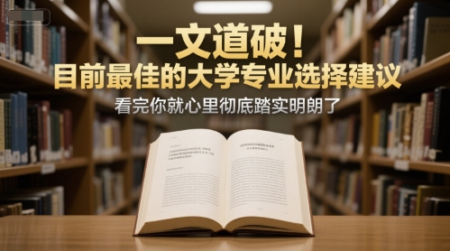 付费文章：一文道破！目前最佳的大学专业选择建议，看完你就心里彻底踏实明朗了-稀缺资源库