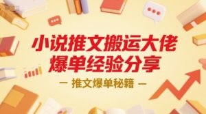 小说推文搬运大佬爆单经验分享,推文爆单秘籍-稀缺资源库