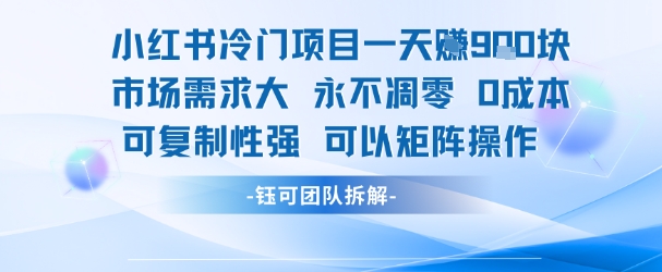 小红书冷门项目一天收益9张，市场需求大，0成本，可复制性强可以矩阵操作-稀缺资源库