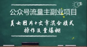 公众号流量主副业项目，美女图片+文章混合模式操作流量爆棚-稀缺资源库