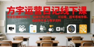 方宇运营日记线下课，包含剪辑制作技巧、拍摄引导过程、起号思维导图、选题等多个教学资料-稀缺资源库